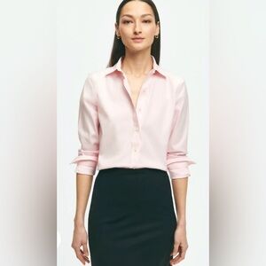 Fitted Non-Iron Stretch Supima® Cotton Dress Shirt Pink 4petite
